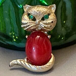 Vintage Gold-tone Jelly Belly Cat